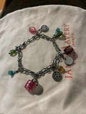 Brighton Multicolor Glass Charm Chain Bracelet